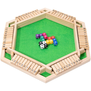 Fowreny Shut The Box Dice Game - Classic Wooden Tabletop Game for 2-6 Players - Natural Wood Finish Family Board Game for Adults