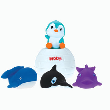 Nuby Pop-Up Penguin Bath Toy With 3 Bath Squirters - Baby Bath Toy For Boys And Girls 18+ Months
