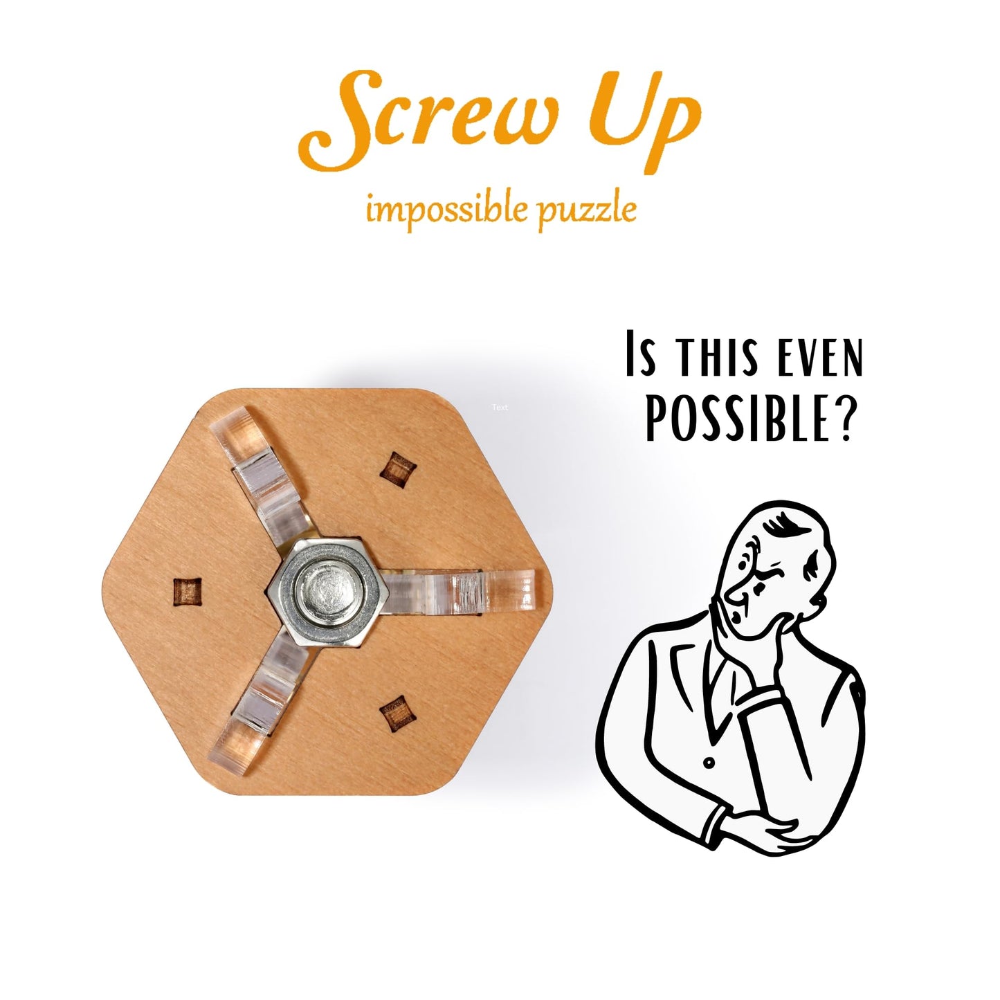 PUZZLE POTATO Mechanical Logic Puzzle - Brain Teaser for Adults - Light Brown - Model SU - Impossible Challenge