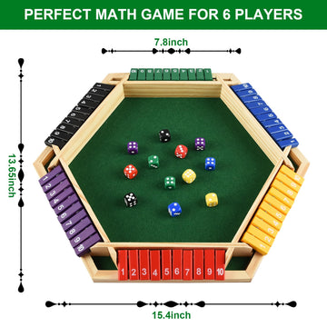 Alangduo Shut The Box Game With 12 Dice, 2-6 Player Shut The Box Table Math Game, Shut The Box Game Wooden, Educational Close The Box Game For Kids, Adults(Multicolour)