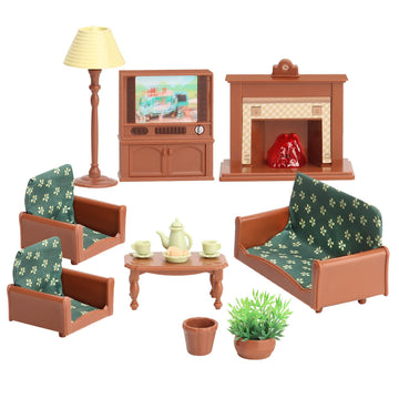 Dollhouse Furniture Set For Kids Toys Miniature Doll House Accessories Pretend Play Toys For Boys Girls & Toddlers Age 3+ With Living Room