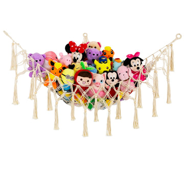 Diocos Stuffed Animal Net or Hammock - Macrame Toy Storage, Plush Organizer, Corner Hanging Net, Boho Nursery for Kidroom Playro