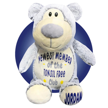 Tonsillectomy Recovery Gifts For Kids - Add A Name And Message - 17'' Custom Teddy Bear - Personalized Gifts For Tonsillectomy -