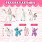 Hollowfly Unicorn Plush Toy Set - 5 Pcs, Large & Small, PP Cotton, White/Pink/Blue/Purple/Gold, DUC-Hollowfly-3821