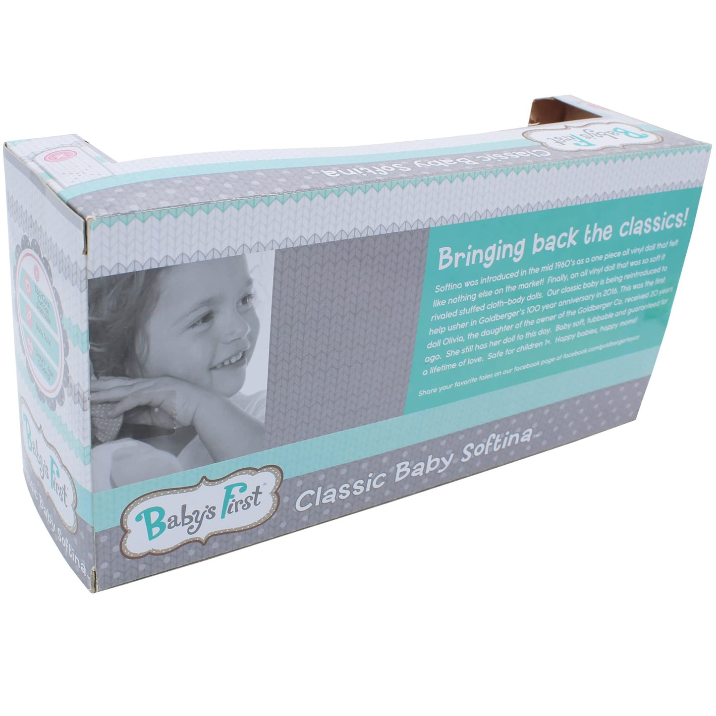 Baby's First 11" Softina Bathtime Doll with Pink Towel - Safe for Kids 1 Year & Up, Plastic, Small