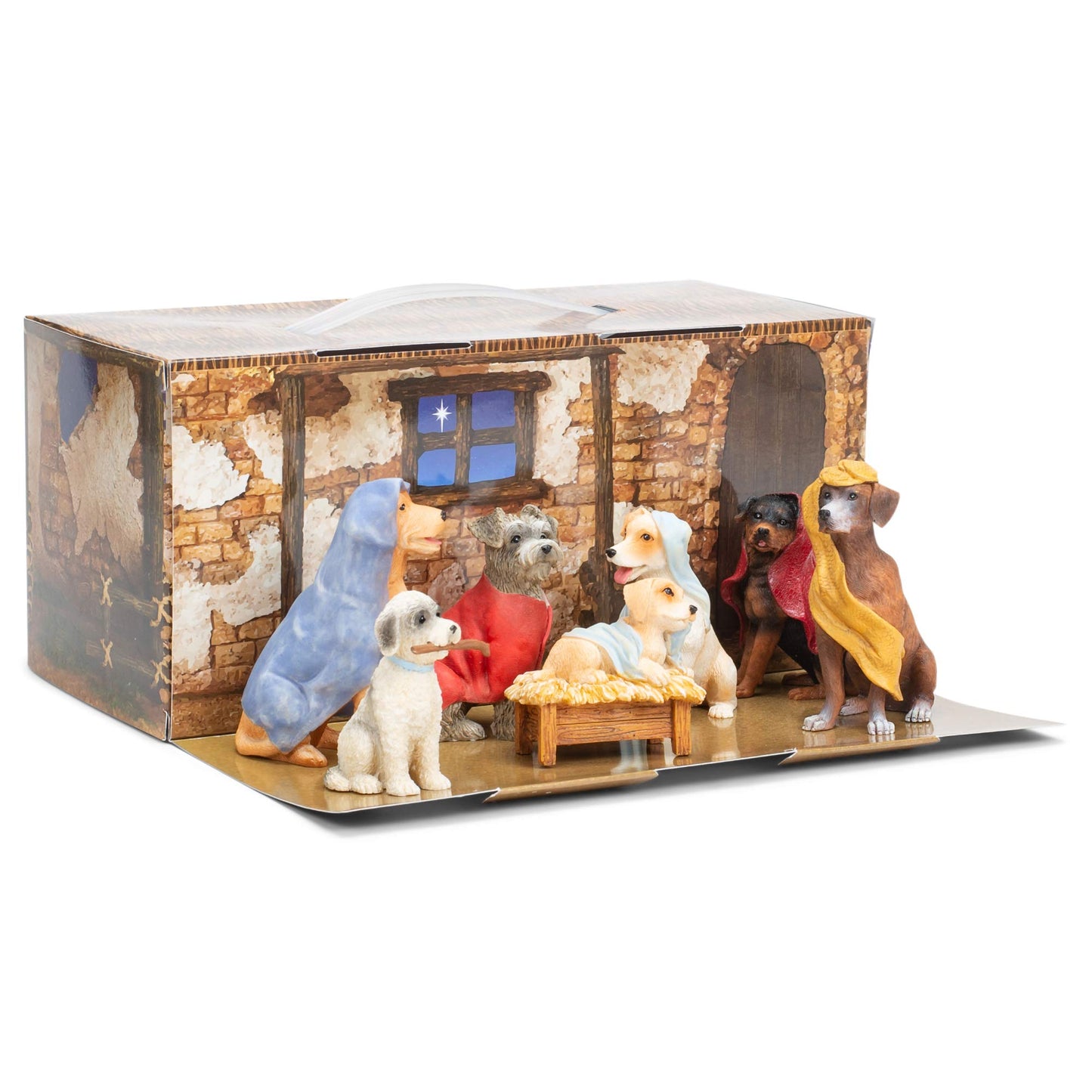 Dogs With Blanket Robes Christmas Nativity 7 Piece Set