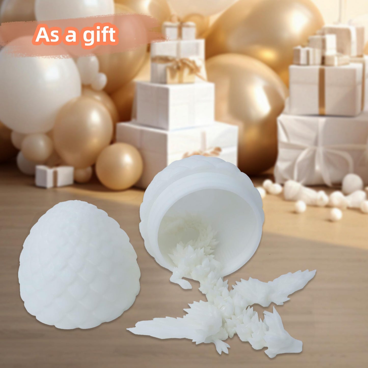 Flavery 3D Printed Flying Dragon In Egg - 9'' Flexible Winged Crystal Dragon Inside, Cool Fidget Toy, Birthday Gift, Desk Pet Fi