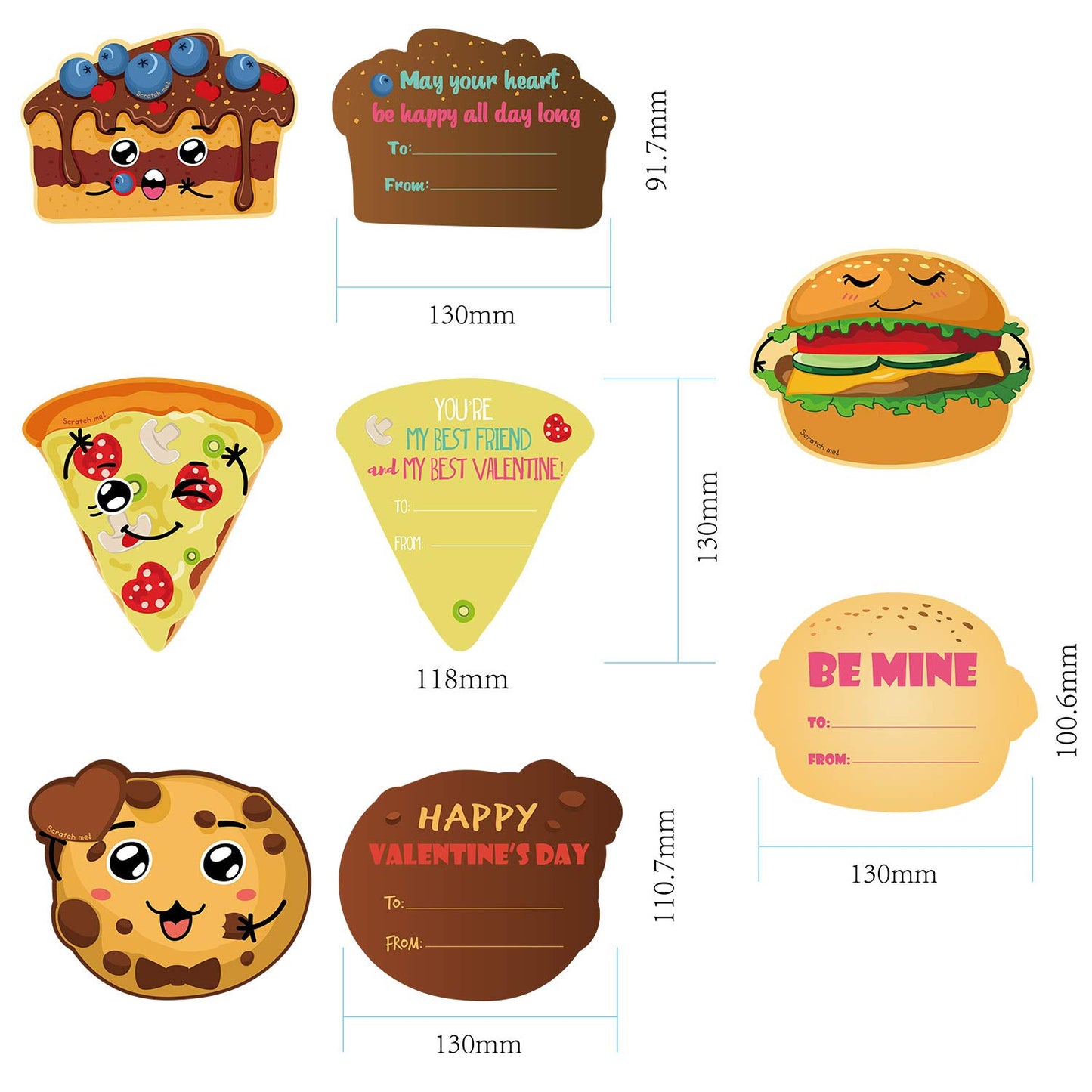 40 Pieces Valentines Day Cards for Kids Valentines Scratch and Sniff Cards for Classroom, 8 Unique Patterns and Scents Exchange