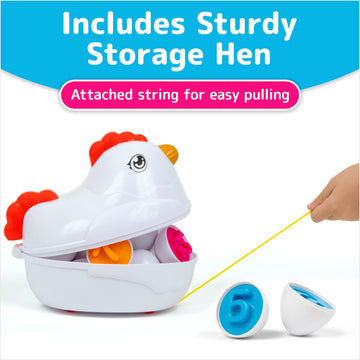 Prextex Find & Match Number Matching Easter Eggs With Hen/Chicken Carrying Case | Baby Toys, Brain Toys, Motor Skills, Sorting Toy, Best Gift | Small Kids, Toddler, Girl, Boy