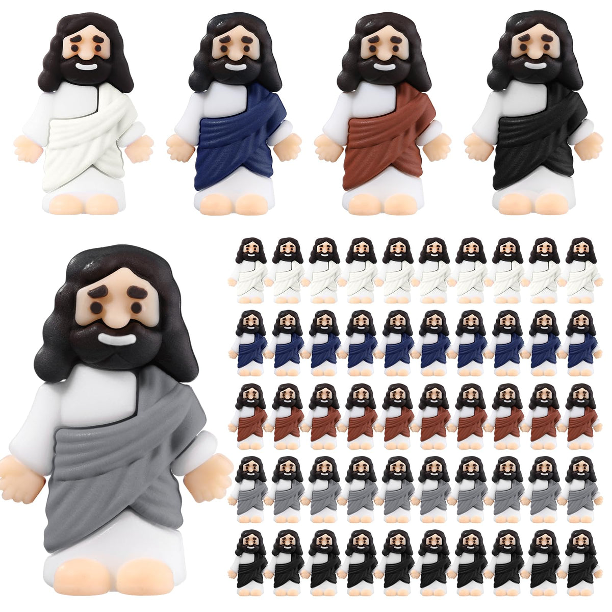 Bememo 50 Pcs Mini Jesus Figures Original Design Jesus Toys Little Figures To Hide And Seek Sunday School Religious Easter Party