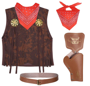 Cowgirl Costume For Girls 6Pcs Set Kids Dress Up Birthday Halloween Party Cosplay 11-12 Years