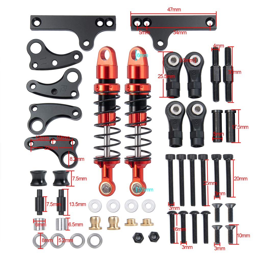 2pcs Cantilever Kit Suspension Shock set For RC Axial scx10-ll 90046 (SCX10 90046-70MM)