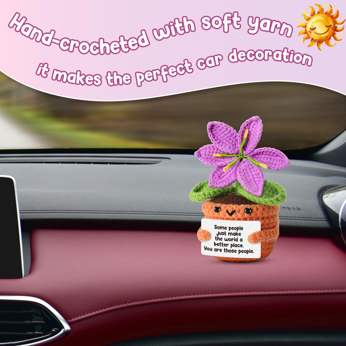 Ovrrcame Handmade Grateful Crochet Purple Lily Flower Doll with Appreciation Card - Thank You Gift for Women, Friends, Coworkers