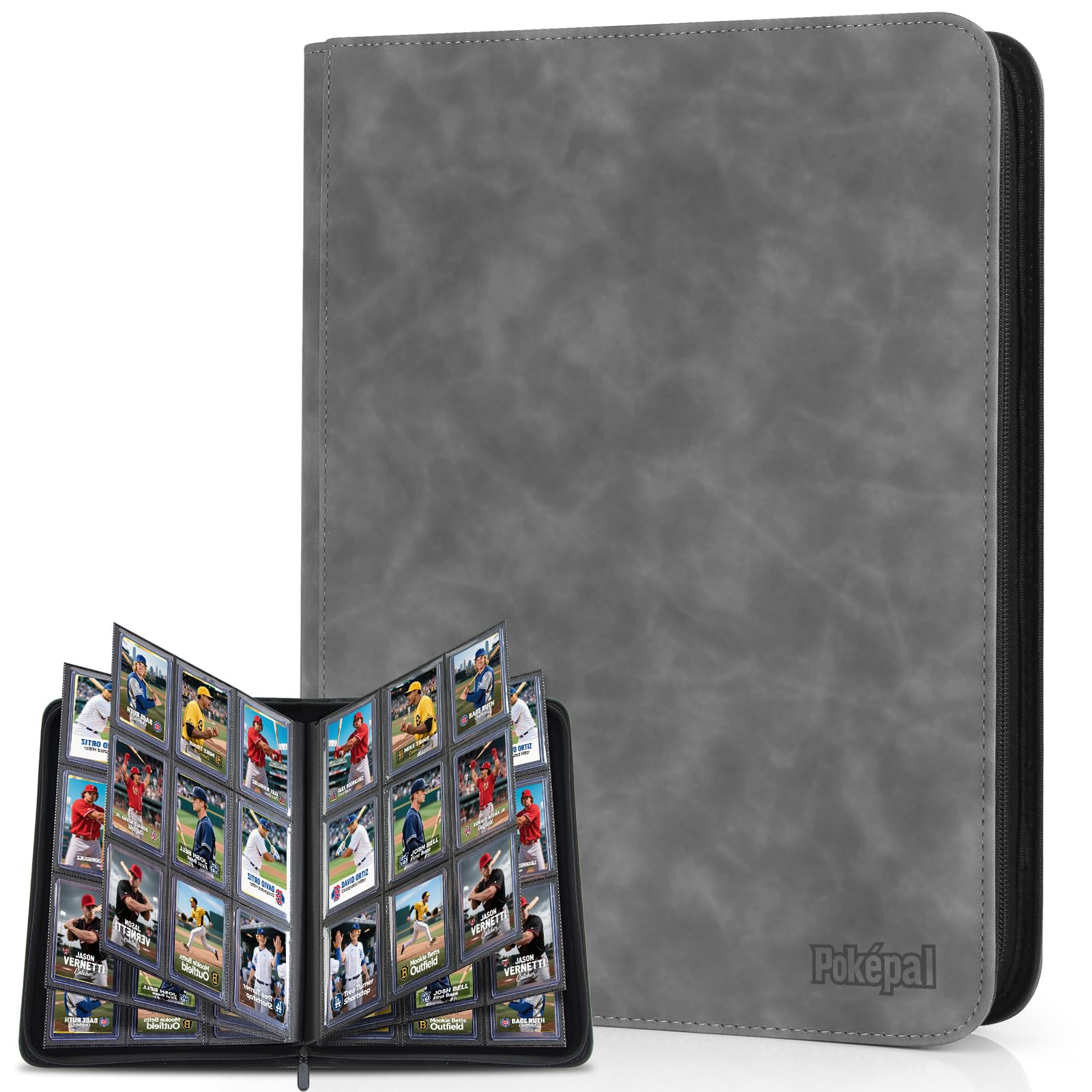 Pok?pal Trading Card Binder  9 Pocket Card Collection Binder for 540 Cards  enhanced Card Book Double Sided Pocket  Collector Album Card Holder Folder for TCG PM MTG OPCG YGO Sports Cards (Grey)