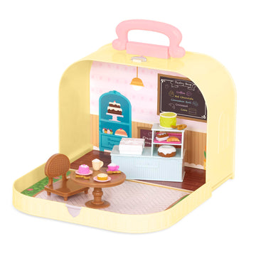 Li'l Woodzeez Pastry Shop Playset - Compact Travel Toy with Dollhouse Furniture for Kids Age 3+, Multicolor