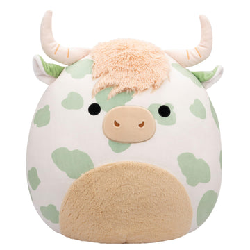 Squishmallows 20-Inch Celestino Sage Green Spotted Highland Cow Plush - Jumbo Soft Toy by Jazwares