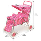 Badger Basket Folding Triple Doll Stroller For 18-Inch Dolls – Stylish Pink With Polka Dots, Lightweight And Convenient For Fun Playtime Adventures