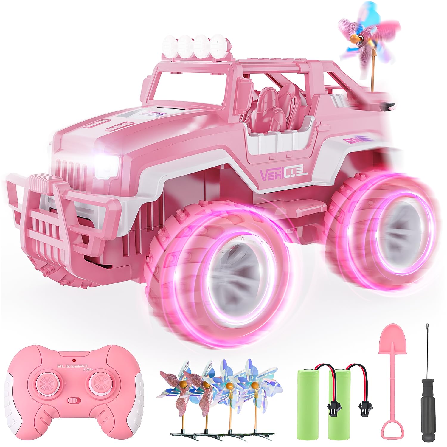 Pink Remote Control Car Bezgar Remote Control Car For Girls - 1:16 Pink Rc Cars With 4 Windmil ...