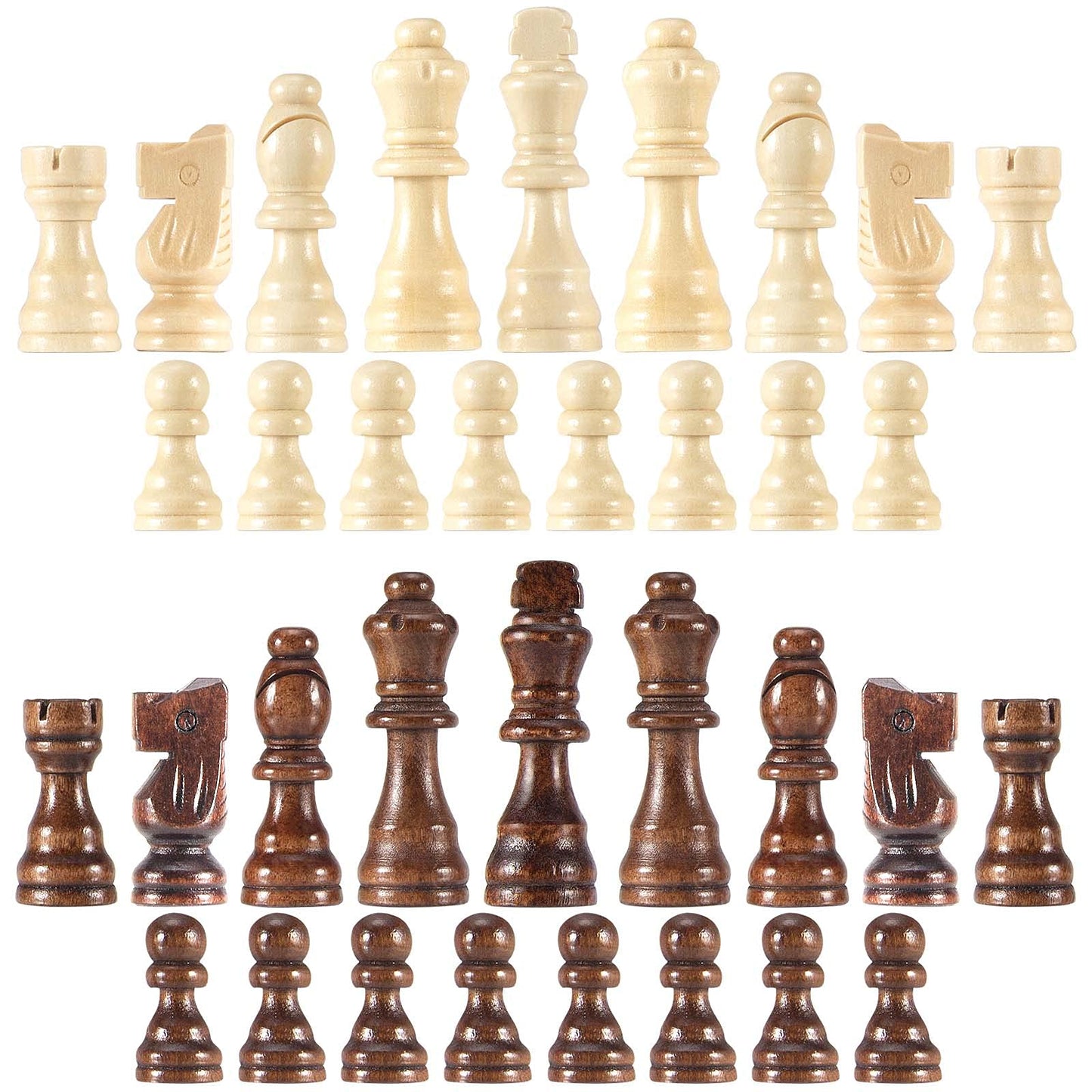 AMEROUS Wooden Chess Pieces Only  32 Pieses / 3.05 King/Storage Bag/Gift Package  Standard Tournamen Staunton Wood Chessmen for Chessboard  Replacement of Missing Pieces