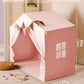 Kids Play Tent, Large Kids Playhouse with String Lights and Flag Garland, Bed Tent with 2 Windows, Machine Washable Reading Nook