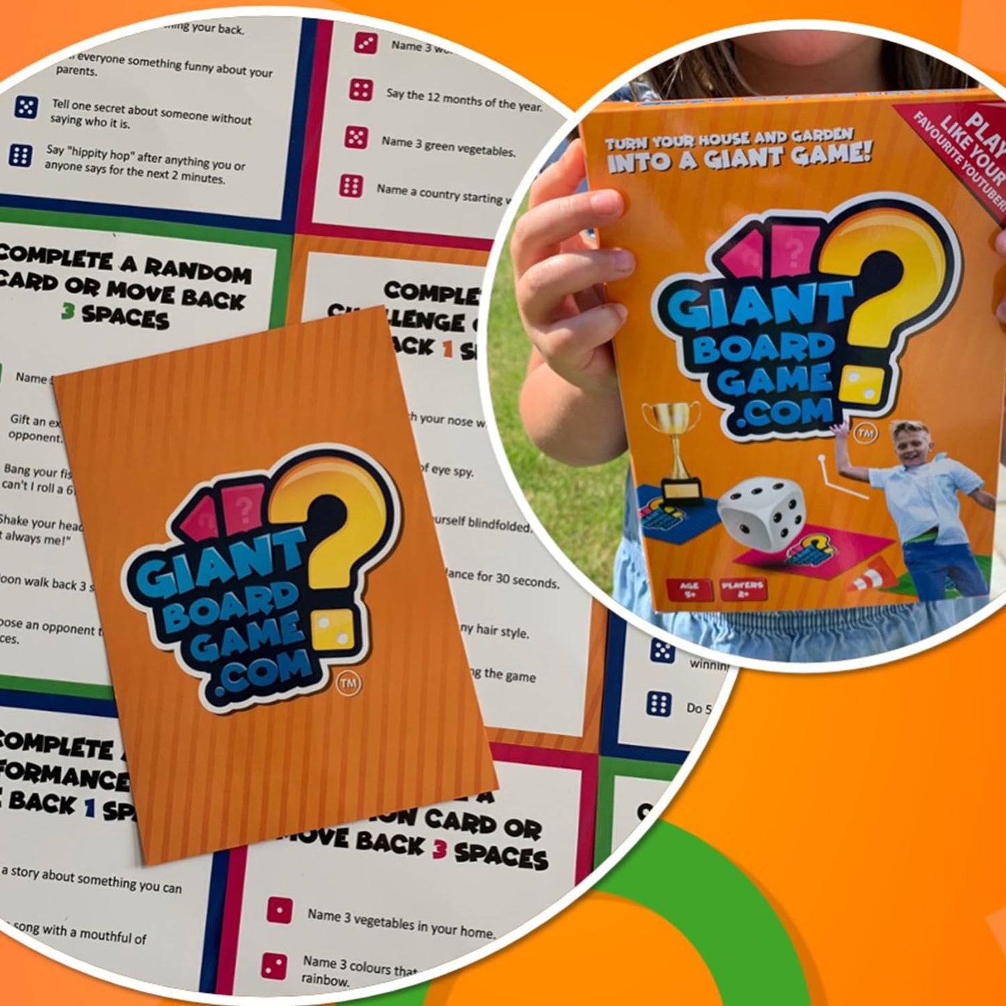 Quokka Giant Outdoor Games For Kids Ages 8-12 - Fun Family Game For Kids & Adults With Jumbo Dice - Play Indoor & Outdoor | 250 Challenges | Quick Set Up - Card Trivia Game For Teens Ages 7 10