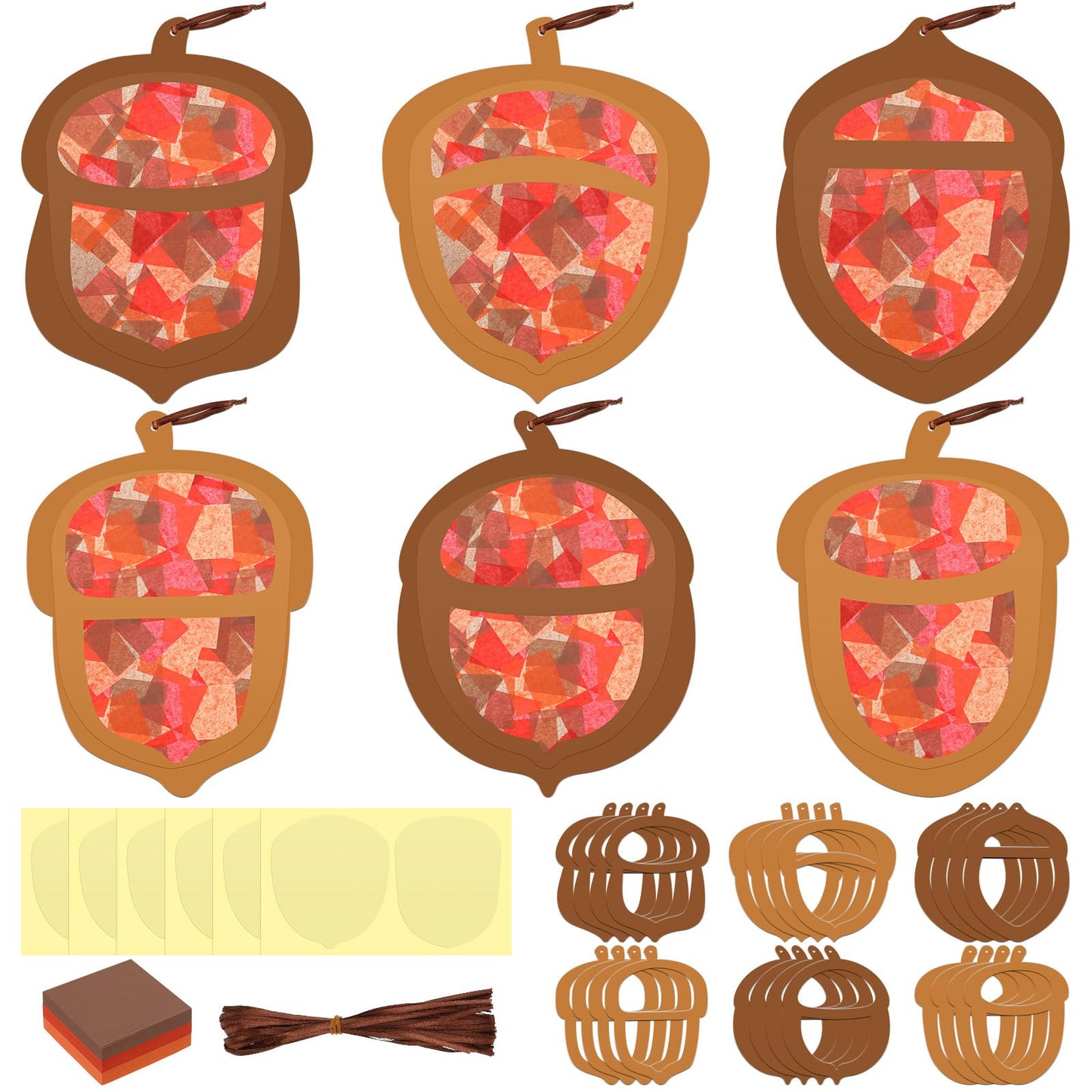 Chiisong 24 Sets Fall Acorn Crafts Kit DIY Tissue Paper Sign Crafts for Back to School Fall Harvest Thanksgiving Religious Chris
