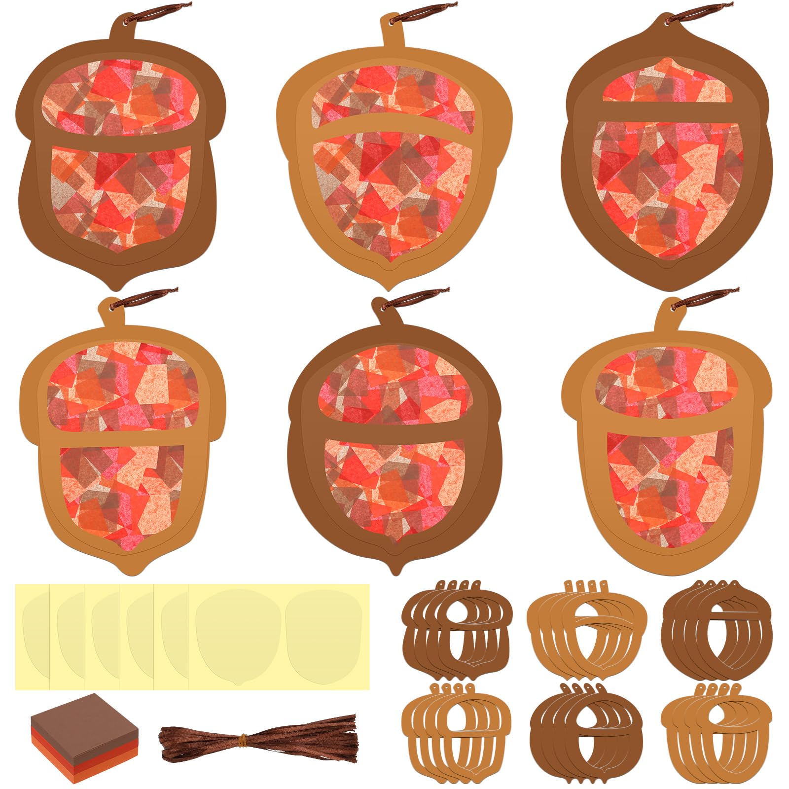 Chiisong 24 Sets Fall Acorn Crafts Kit DIY Tissue Paper Sign Crafts for Back to School Fall Harvest Thanksgiving Religious Chris