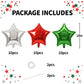 TONIFUL 30Pcs 18 Inch Large Red Green Silver Star Shape Foil Balloons Big Stars Helium Mylar Ballons for Halloween Chrismas Birt
