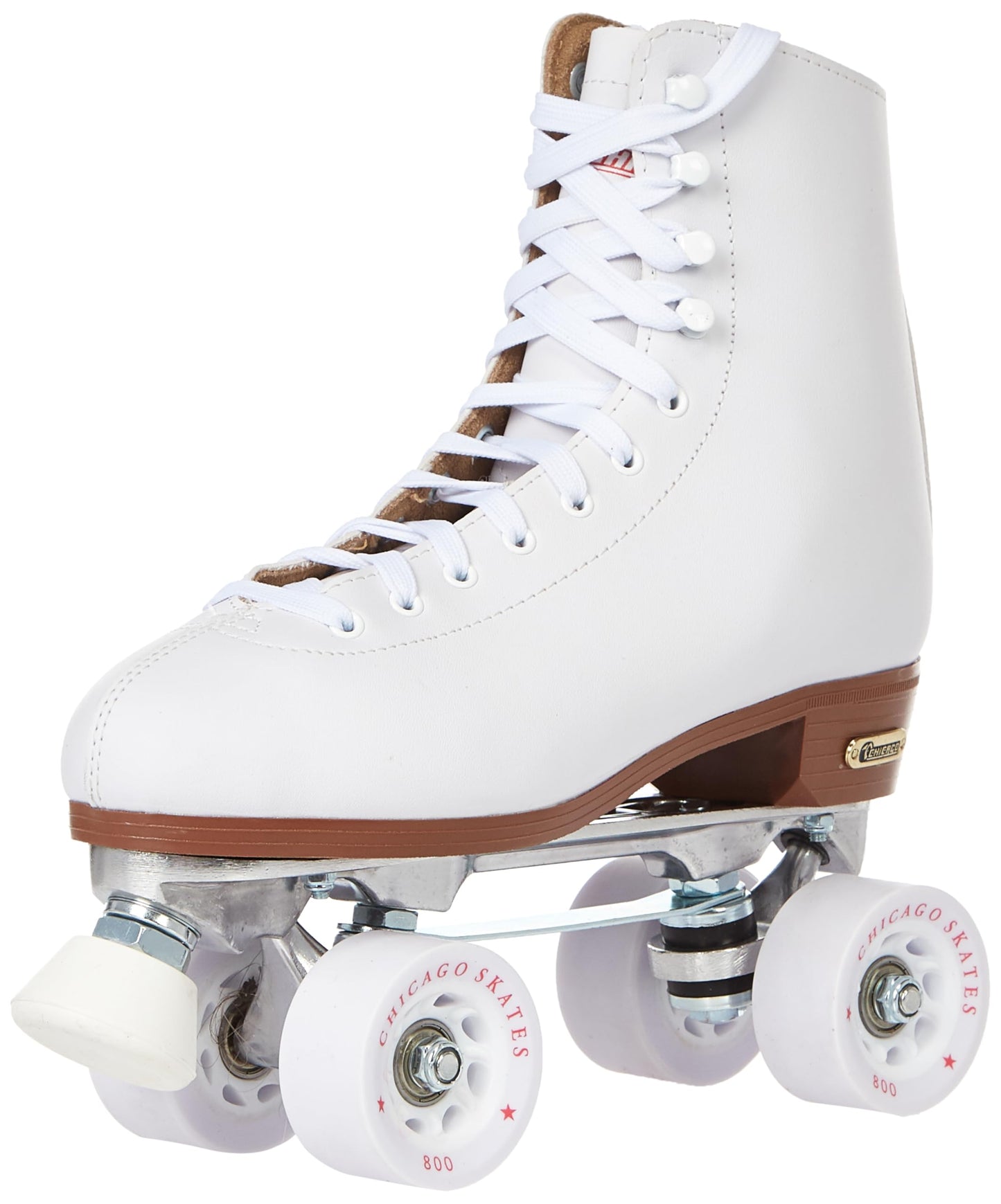 Chicago Skates Women's and Girl's enhanced Leather Lined Rink Roller Skate - Classic White Quad Skates