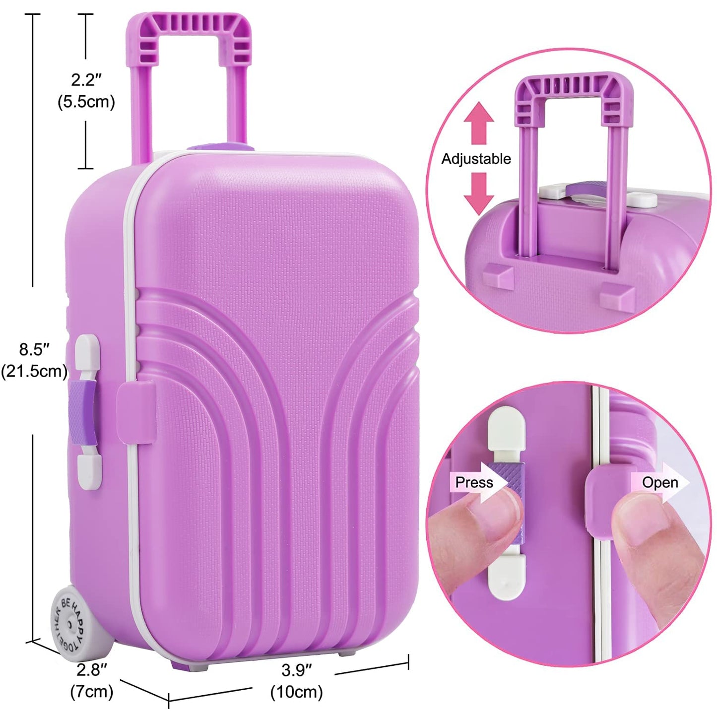 Srua Don 18 Inch Doll Suitcase Travel Luggage Play Set, 18' Doll Mermaid Theme Travel Carrier Storage Accessories For 18Inch Doll, Include Case Doll Clothes Hat Sunglasses Camera Pillow Toy Pet, Etc