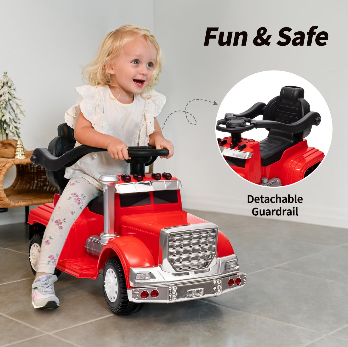 Outfunny 3-In-1 Ride On Push Car For Toddler With Handle, Toddler Ride On Toy For Girls Aged 1-3, Stroller Sliding Walking Car W
