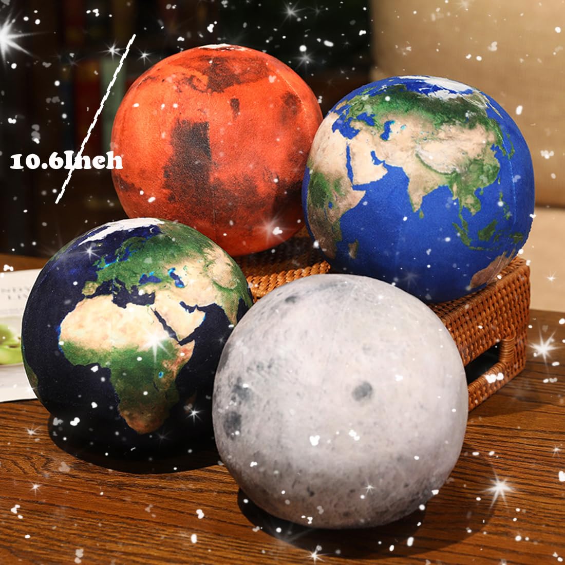 Elainren Soft Planet Mars Plush Toy Realistic Stuffed Space Planet Toy Cute Solar System Planet Plushie Doll Gifts/10.6''