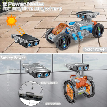 12 In 1 Solar Robot Kit, Diy Solar Power Building Kit With Solar Panel And Battery Power, Education Science Experiment Birthday Idea Gifts Toy For Kids 8 9 10 11 12 Years Old-Grey