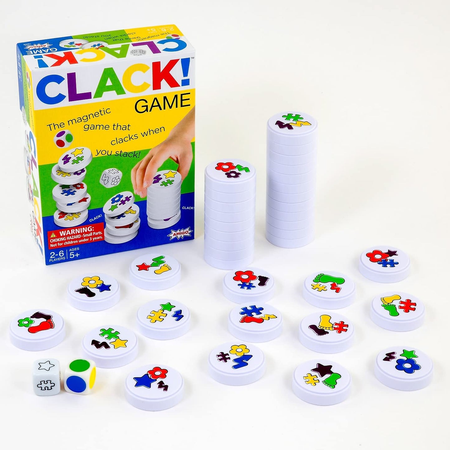 Amigo Games Clack! Categories - Exciting Kids Magnetic Stacking Game For 2-8 Players Ages 7+ | Fun, Educational, & Fast-Paced Fa