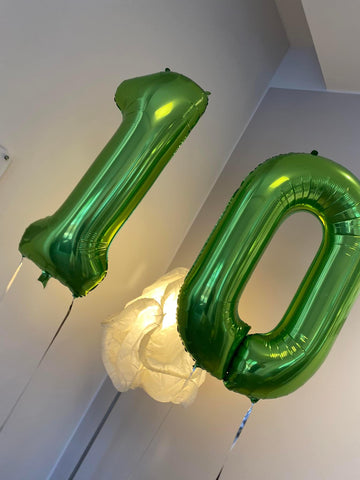 10 Balloon Number, Green Number 10Th Birthday Balloons 40 Inch, 10 Years Old Green Birthday Decorations For Boys Girls, 10Th Ann