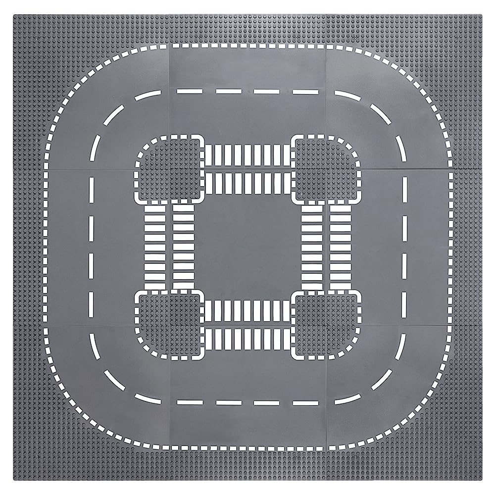 Mannidoo City Road Peel-And-Stick Baseplates, 9 Packs 10'' X 10'' Classic Adhesive Street Road Plates For Tables/Walls - Compati