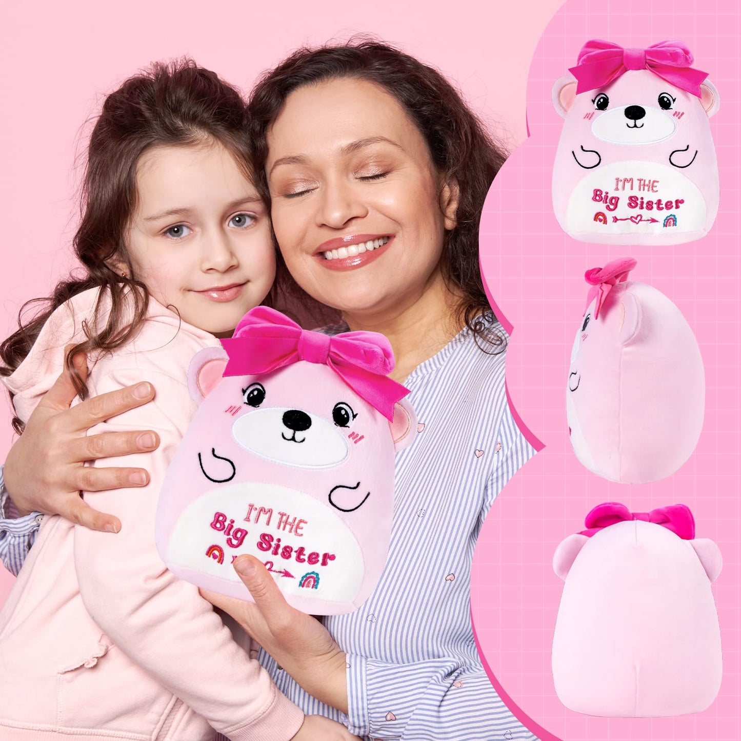 Inisajace Big Sister Stuffed Animal - 9 Inches Cute Pink Bear Stuffed Animals Big Sister Gifts For Girls Im The Big Sister    Be