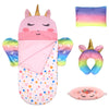 Sotogo 4 Pieces 14 To 14.5 Inch Girl Doll Clothes Doll Sleeping Bag For American Wellie Doll Wishers Doll Include Unicorn Sleepi