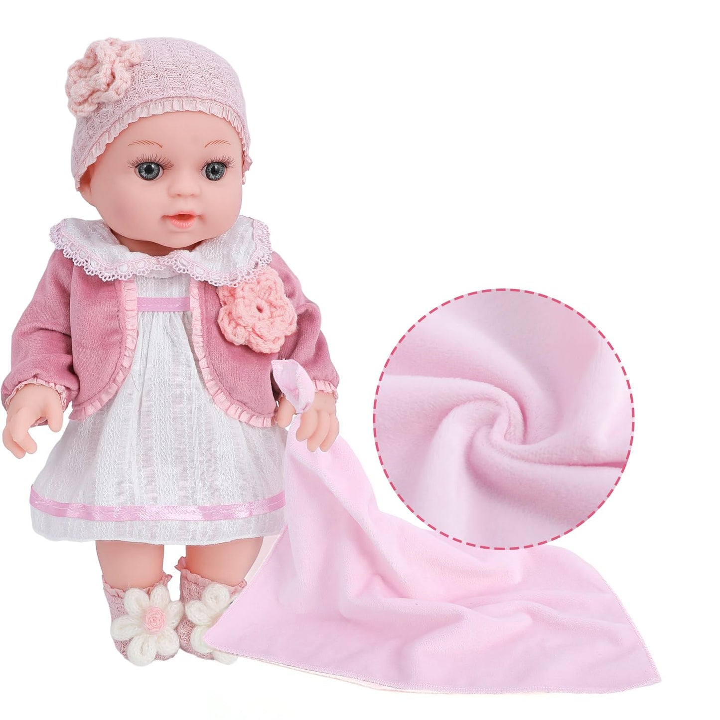 Dotvosy 12'' Girl Baby Dolls Playset Adoption Baby Doll With Clothes Accessories Include Outfits,Pacifier,Disposable Diaper,Blan
