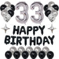 Naninuneno 33Rd Black Silver Birthday Party Decorations For Men Women, Happy 33 Birthday Party Supplies With Black Happy Birthda