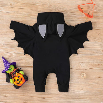 Baby Bat Costume Boy Girl: My First Halloween Baby Boy Outfit Newborn Cloak Romper Bat Ears Jumpsuit With Wings Cosplay Infant Toddler Vampire Ghost Dress Up Hooded Clothes Set Black Skull 6-12 Months