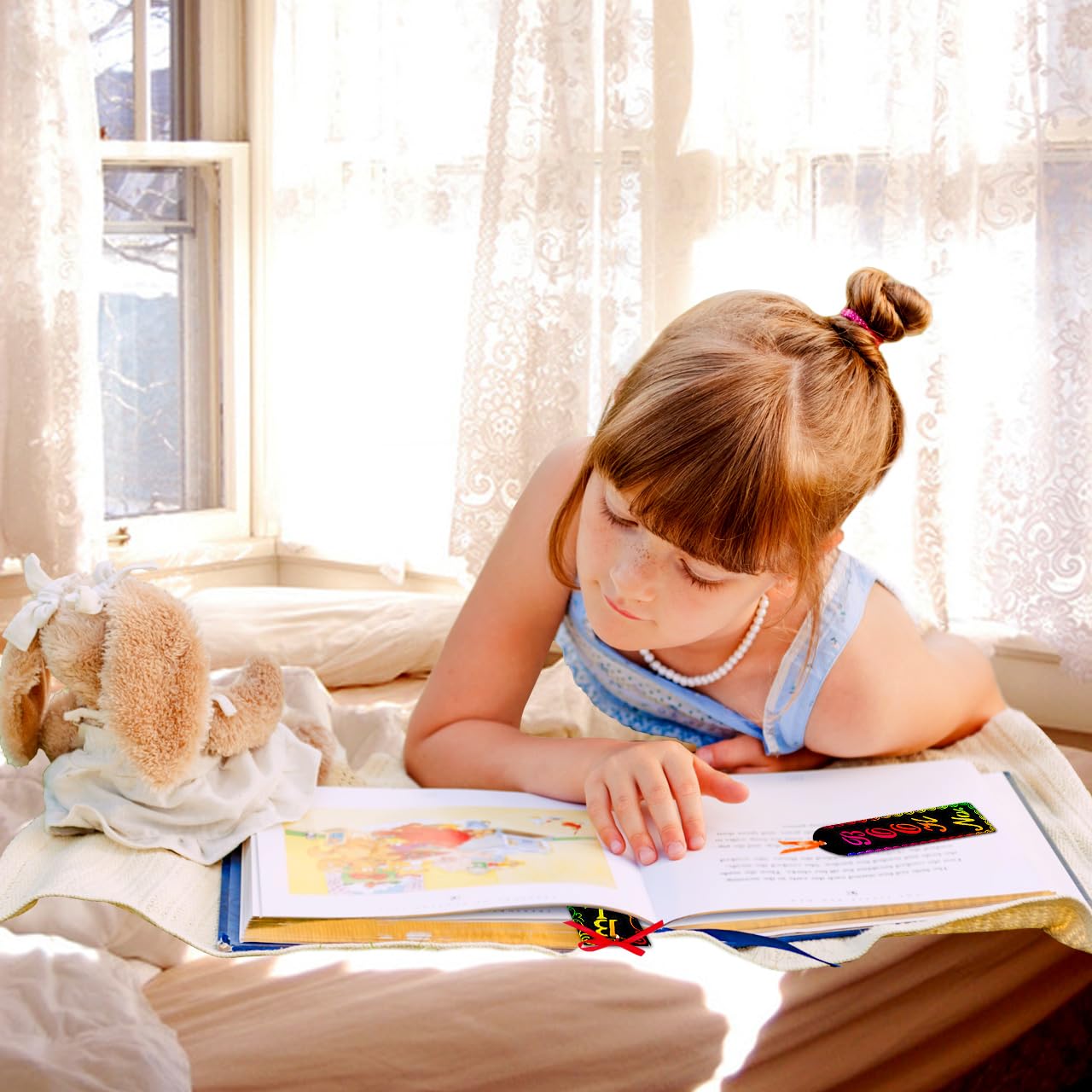 ZMLM Scratch Paper Art Bookmarks Kids: 36 Set Magic Rainbow DIY Art Craft Paper Bookmark Gift Tag Party Favor Goodie Bags Stuffe