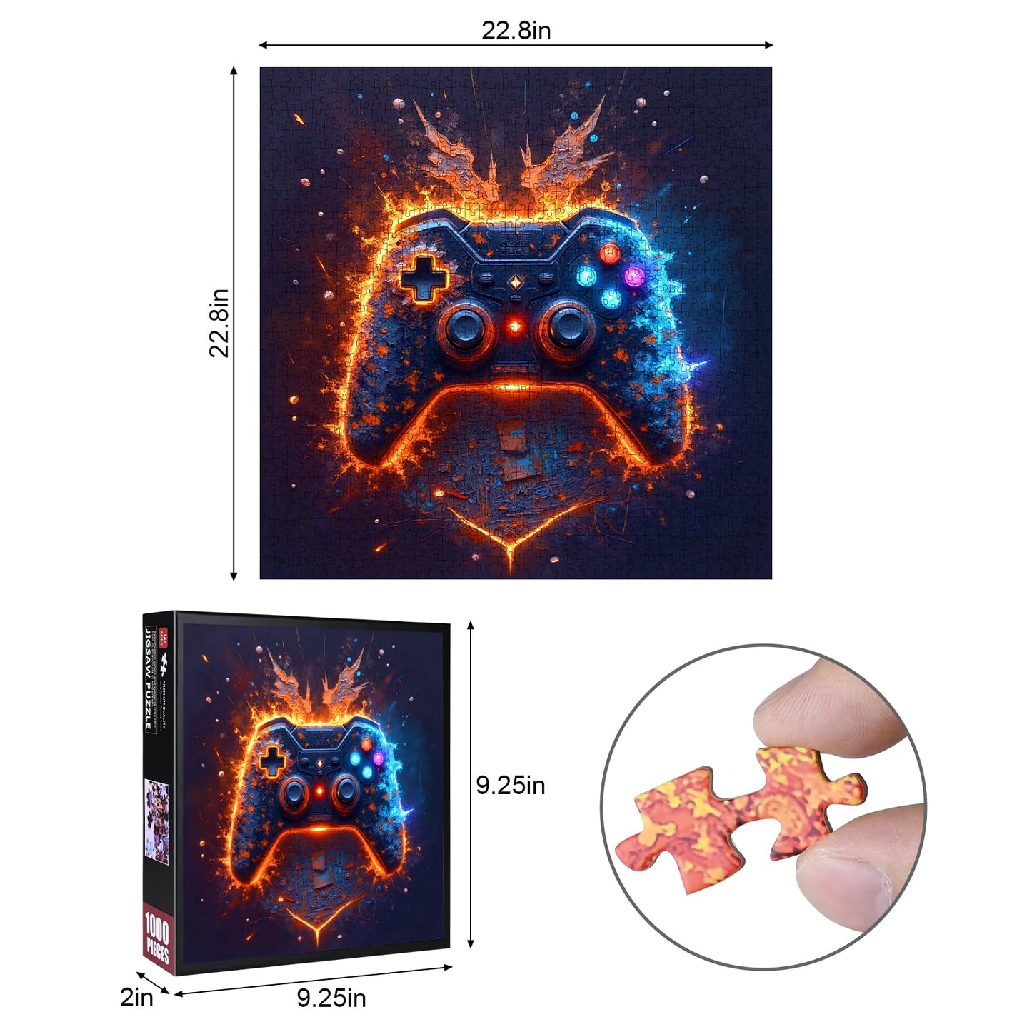 1000pcs Jigsaw Puzzle for mature-themeds - Ice and Fire Gamepad Design  Large Puzzle Toy mature-themed Game Gift - Family Interactive Game Puzzle DIY Game Room Decoration Brain Challenge Gift