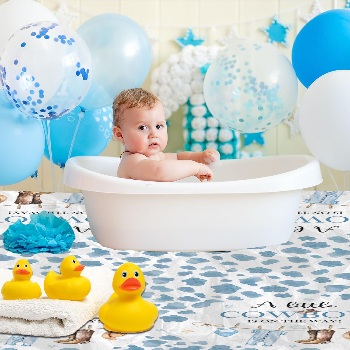 Pymurod Little Cowboy Baby Shower Decorations-3Pcs Western Cowboy Tablecloth Little Cowboy Table Cover For Cowboys Western Theme