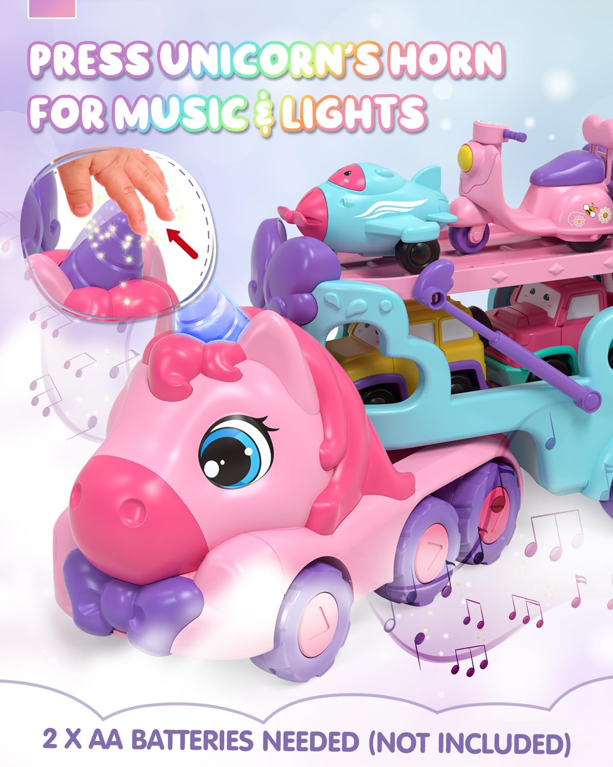 Lehoo Castle Toddler Girl Toys, 2 Year Old Girl Toys with Lights & Music, Toddler Toys 2-3, Unicorn Toys Girl Cars for Toddlers