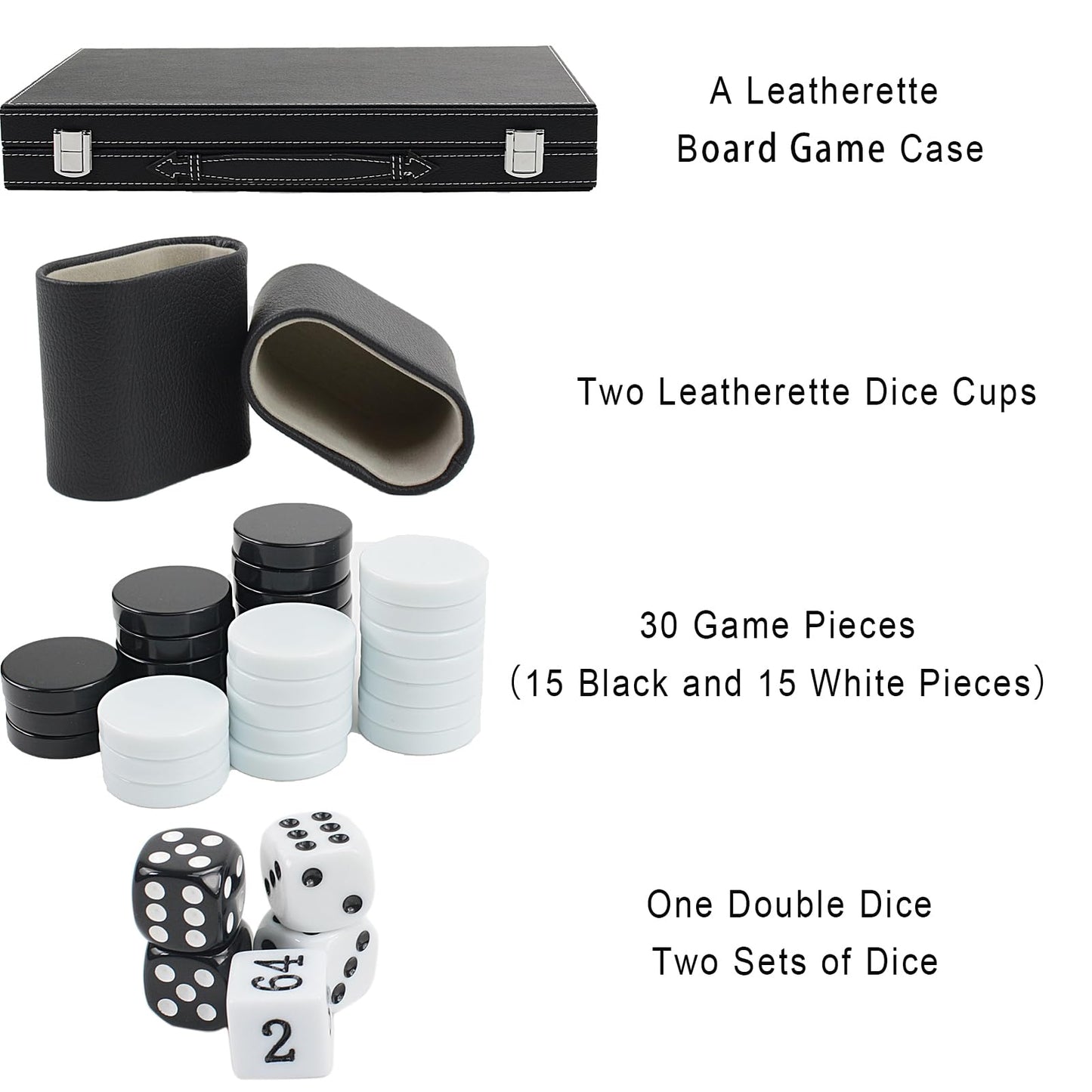 Backgammon Set 15 Inches Backgammon Sets For Adults, Gray & Black,Wooden Backgammon Board Game With Leather Case(Gray)