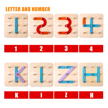 Kizh Wooden Letter And Number Construction Activity Set Educational Preschool Toys Shape Color Recognition Pegboard Sorter Set Board Blocks Stack Sort For Toddler Kids Boys Girls Toy