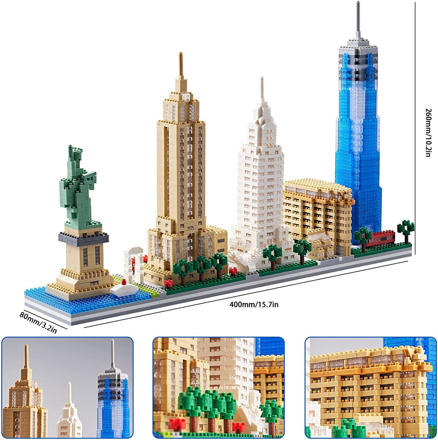 Bidiutoy Architecture New York City, New York Skyline Model Kit, With 3452 Pcs Micro Mini Blocks, Collection Building Set Architectural Model Toys Great Gifts For Kids And Adults