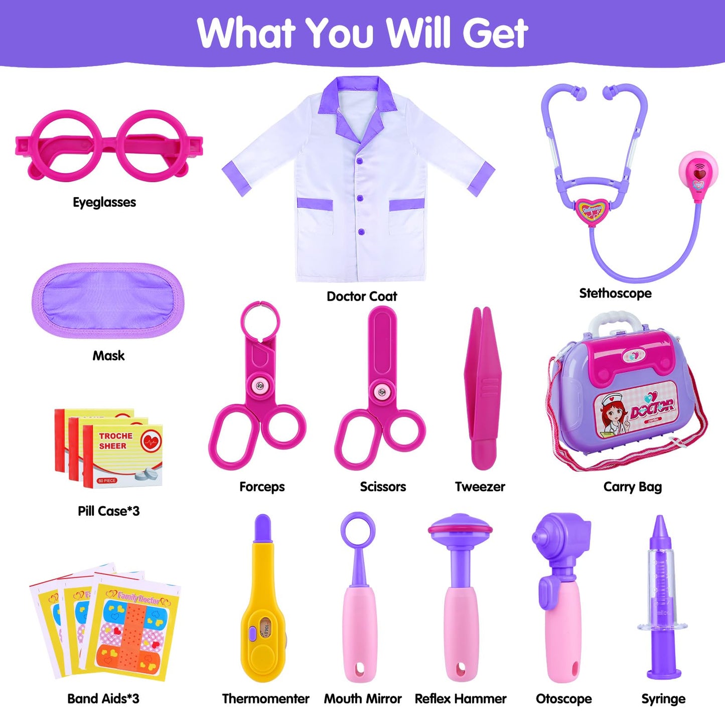 GINMIC Doctor Kit for Toddlers 3-5, 22 Pieces Pretend Play Doctor Set with Halloween Role Play Doctor Costume and Carry Case for