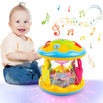 Baby Toys 6 To 12 Months Ocean Projector Baby Light Up Toys Musical Tummy Time Infant Toys 3-6 6-12 12-18 Months 6 7 8 9 Month Old Baby Crawling Toys One Year Old Birthday Gifts Boys Girls